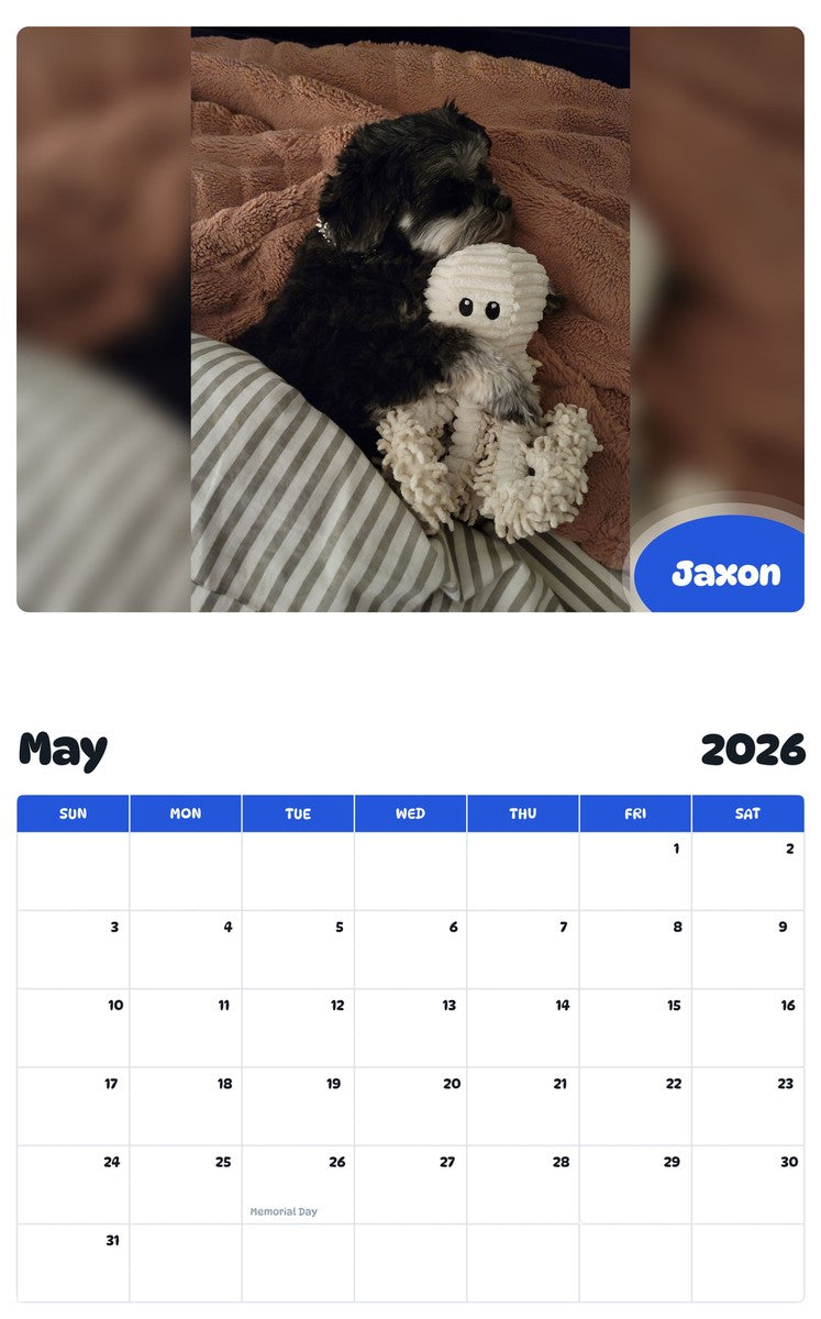 2026 - 2027 Jaxon - Pawidols Pet Calendar