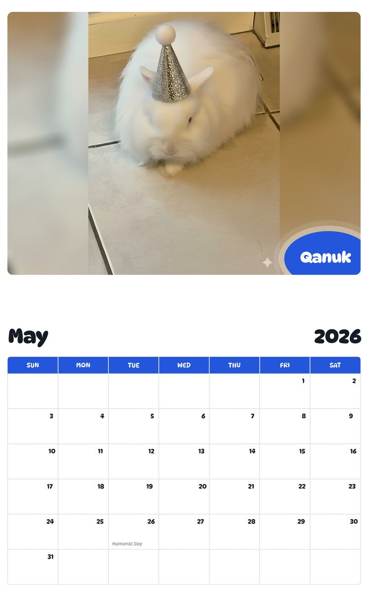 2026 - 2027 Qanuk - Pawidols Pet Calendar