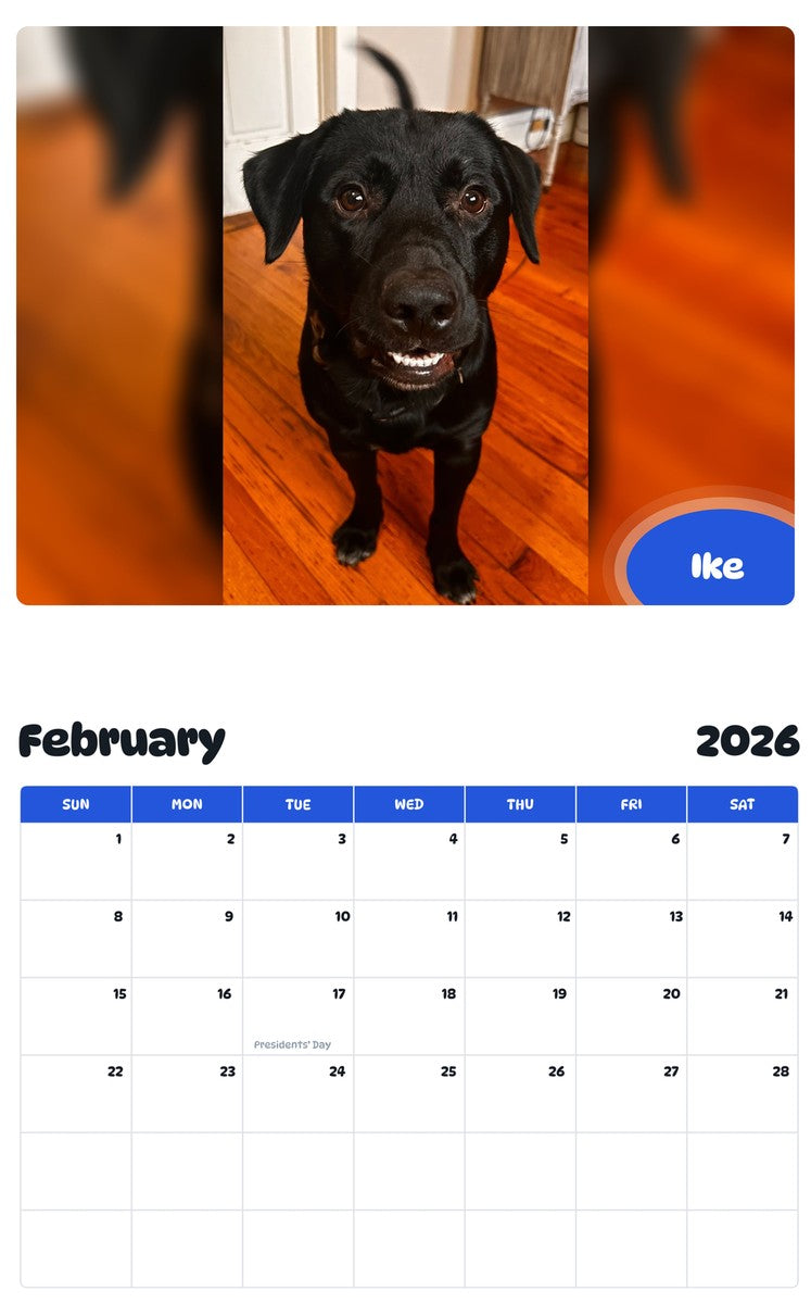 October 2025 - September 2026 Ike - Pawidols Pet Calendar