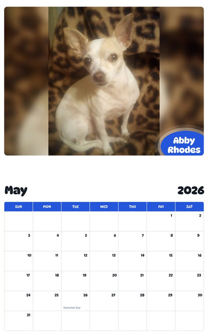 2026 - 2027 Abby Rhodes - Pawidols Pet Calendar