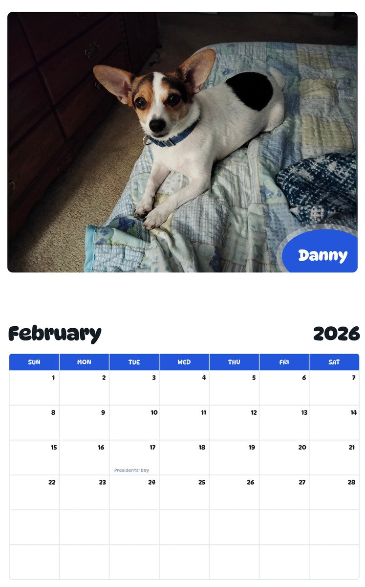 October 2025 - September 2026 Danny - Pawidols Pet Calendar