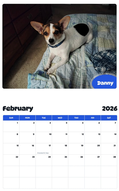 October 2025 - September 2026 Danny - Pawidols Pet Calendar