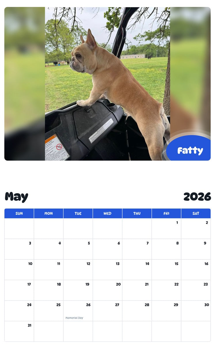2026 - 2027 Fatty - Pawidols Pet Calendar