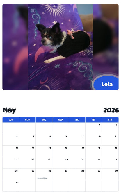 2026 - 2027 Lola - Pawidols Pet Calendar