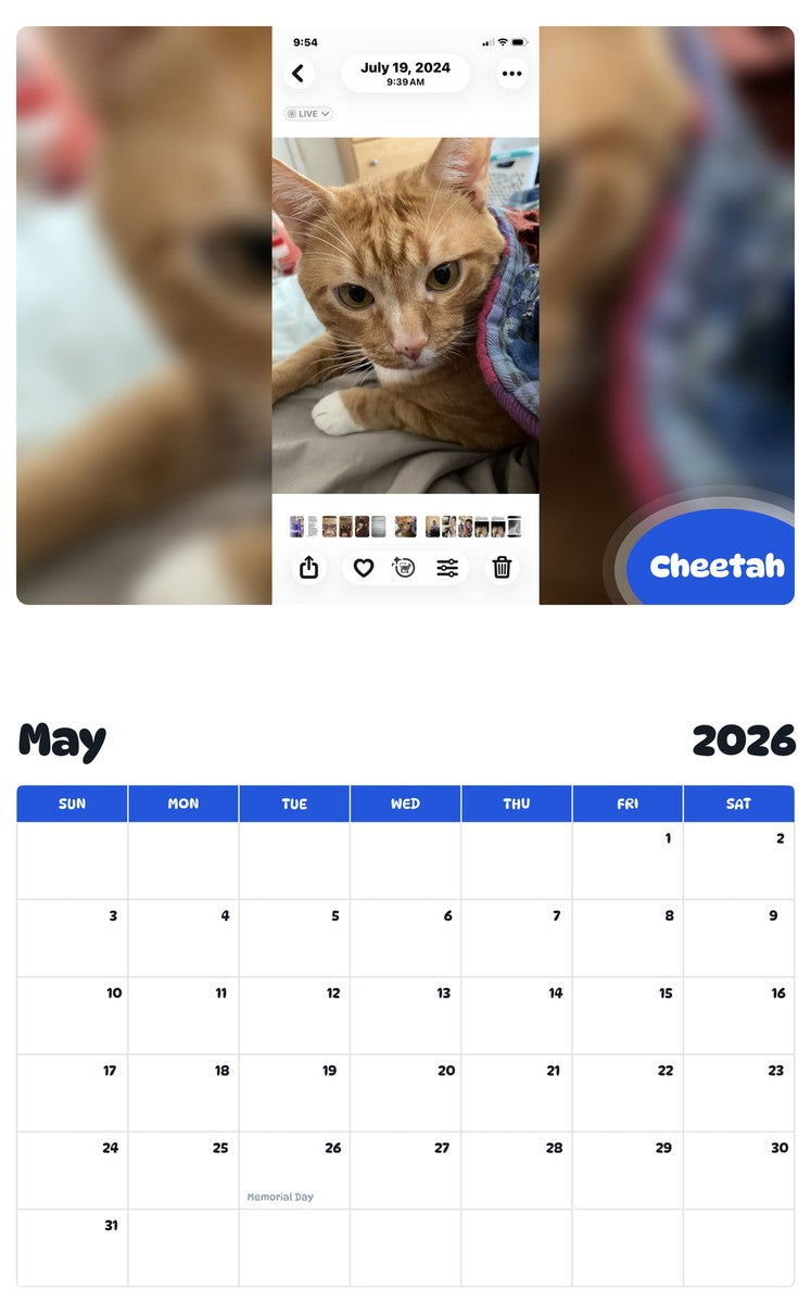 2026 - 2027 Cheetah - Pawidols Pet Calendar