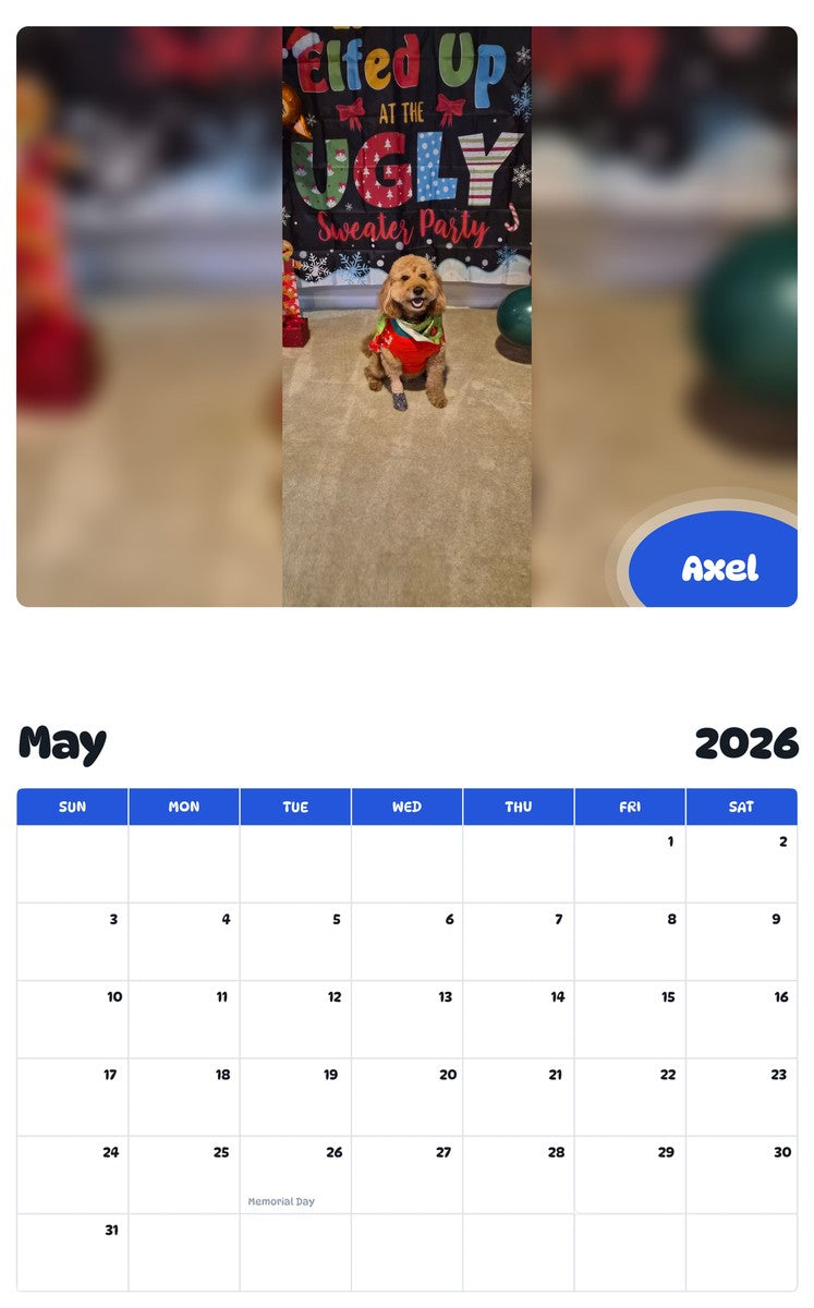 2026 - 2027 Axel - Pawidols Pet Calendar