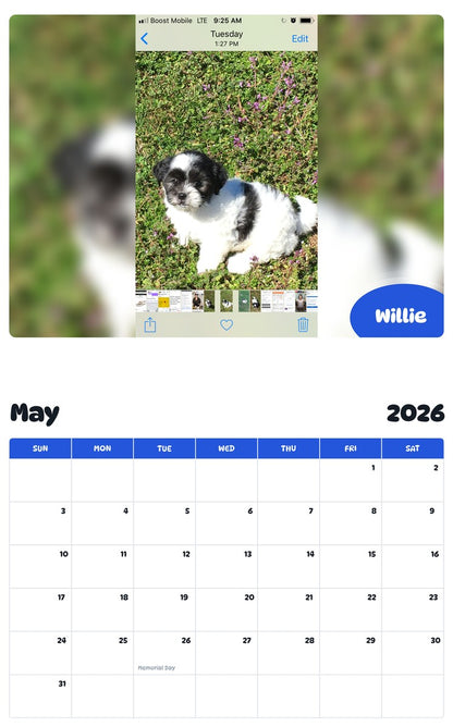 2026 - 2027 Willie - Pawidols Pet Calendar