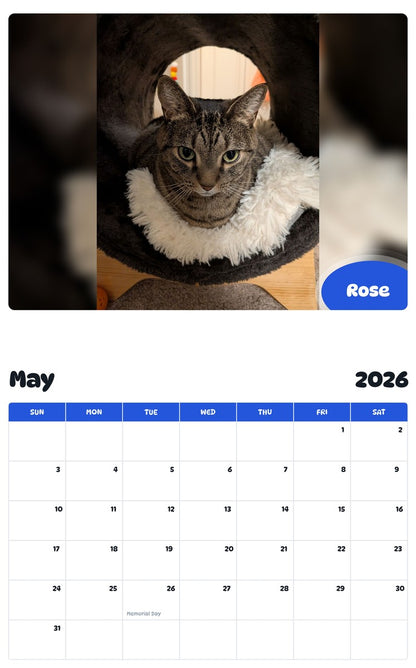 2026 - 2027 Rose - Pawidols Pet Calendar
