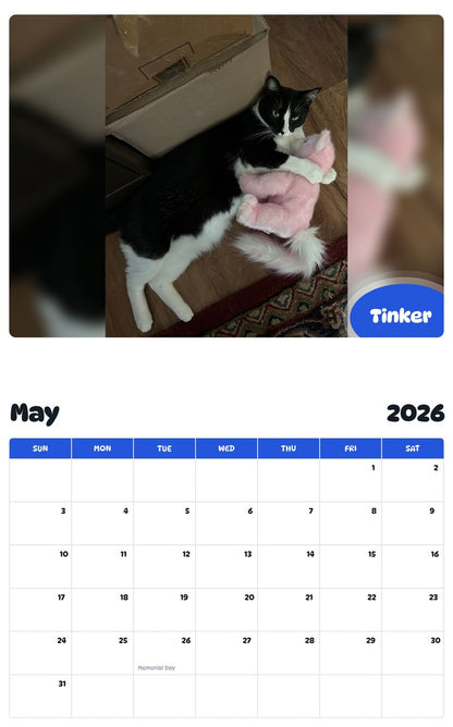 2026 - 2027 Tinker - Pawidols Pet Calendar