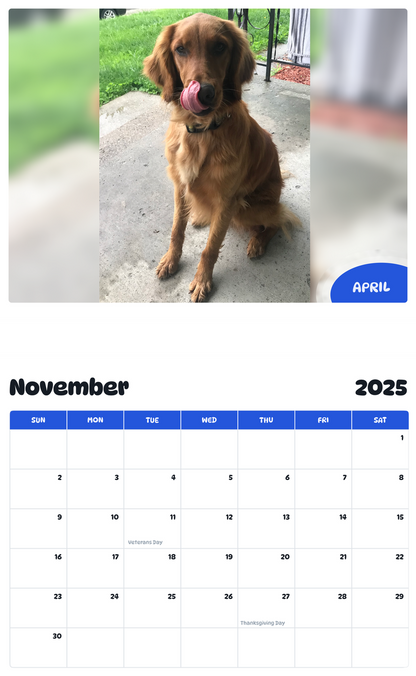 July 2025 - June 2026 April - Pawidols Pet Calendar