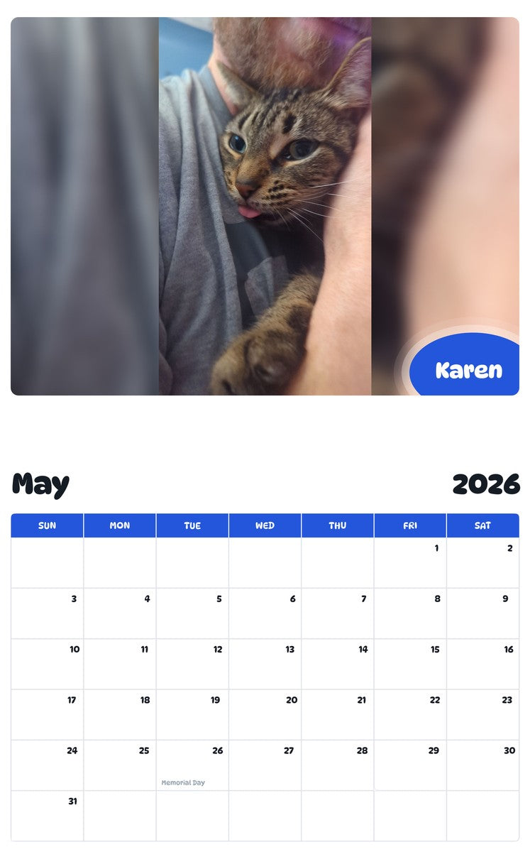2026 - 2027 Karen - Pawidols Pet Calendar