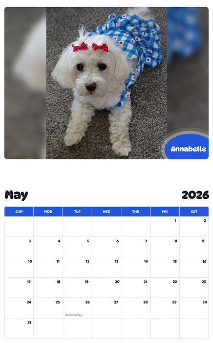 2026 - 2027 Annabelle - Pawidols Pet Calendar
