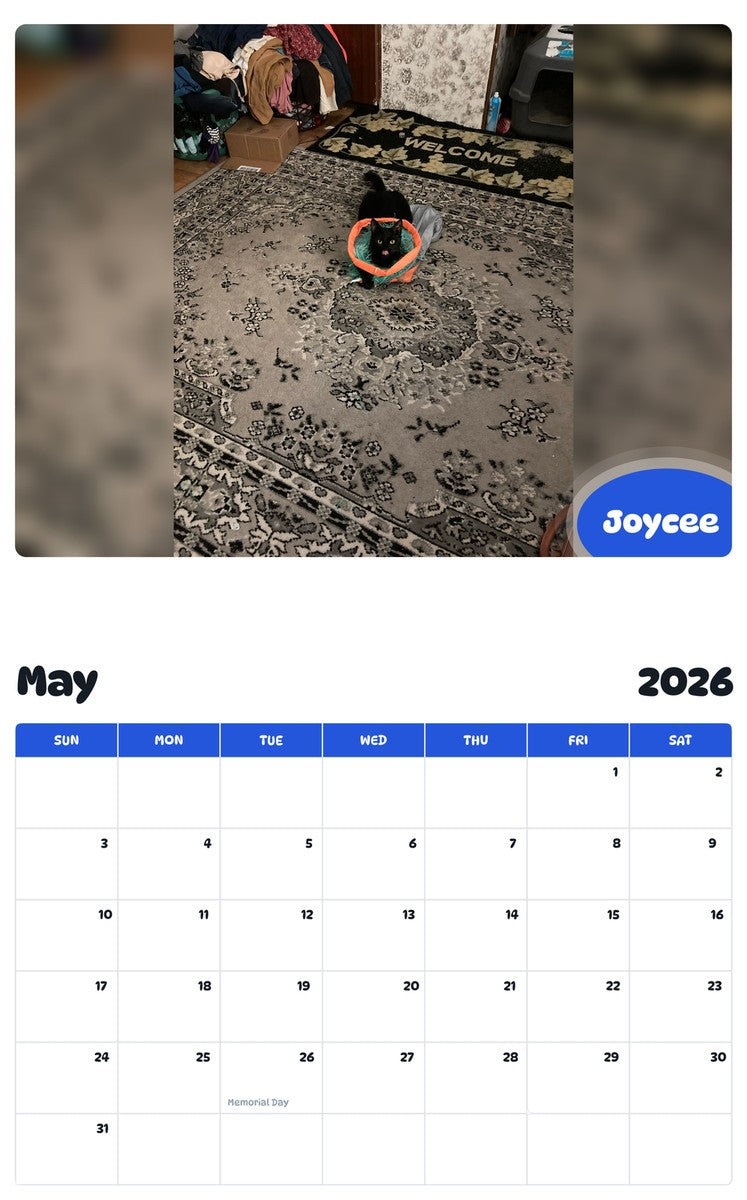 2026 - 2027 Joycee - Pawidols Pet Calendar