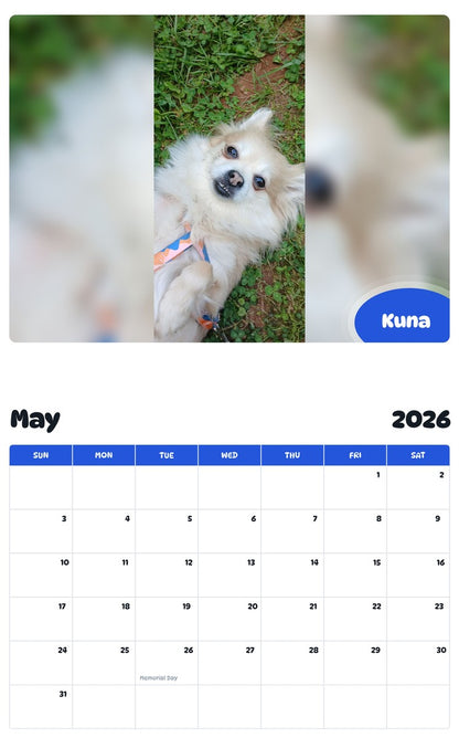 2026 - 2027 Kuna - Pawidols Pet Calendar