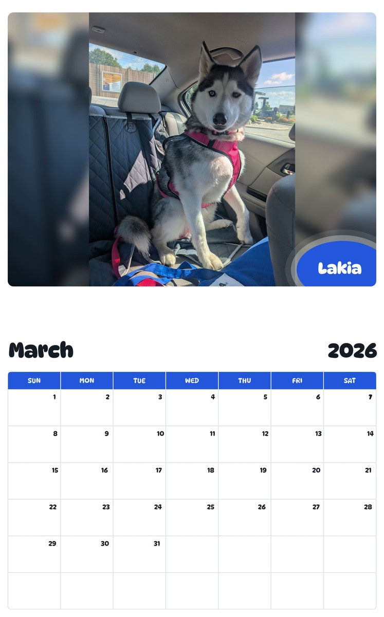 November 2025 - October 2026 Lakia - Pawidols Pet Calendar
