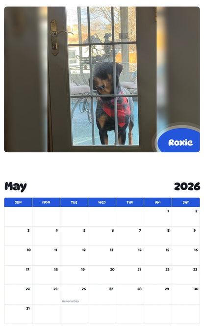2026 - 2027 Roxie - Pawidols Pet Calendar