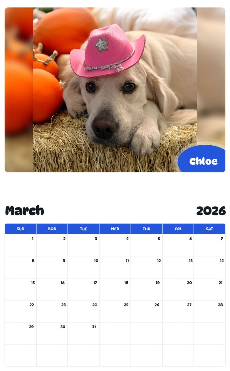November 2025 - October 2026 Chloe - Pawidols Pet Calendar