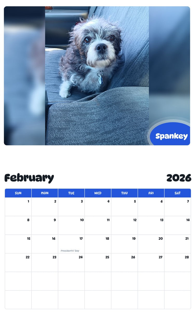 October 2025 - September 2026 Spankey - Pawidols Pet Calendar