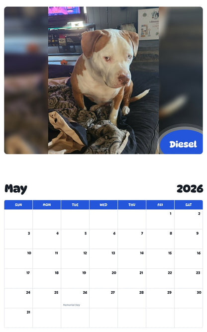 2026 - 2027 Diesel - Pawidols Pet Calendar