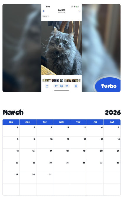 November 2025 - October 2026 Turbo - Pawidols Pet Calendar