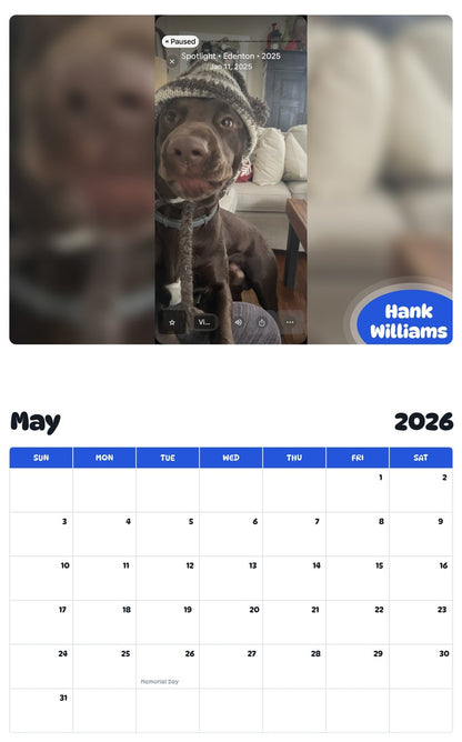 2026 - 2027 Hank Williams - Pawidols Pet Calendar