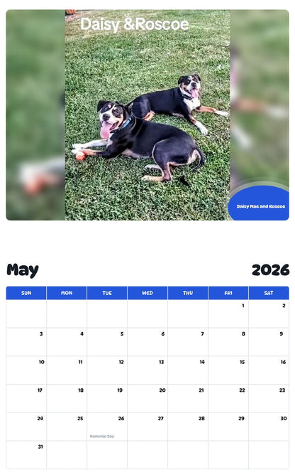 2026 - 2027 Daisy Mae and Roscoe - Pawidols Pet Calendar