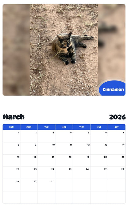 November 2025 - October 2026 Cinnamon - Pawidols Pet Calendar