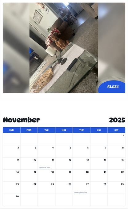 July 2025 - June 2026 Blaze - Pawidols Pet Calendar