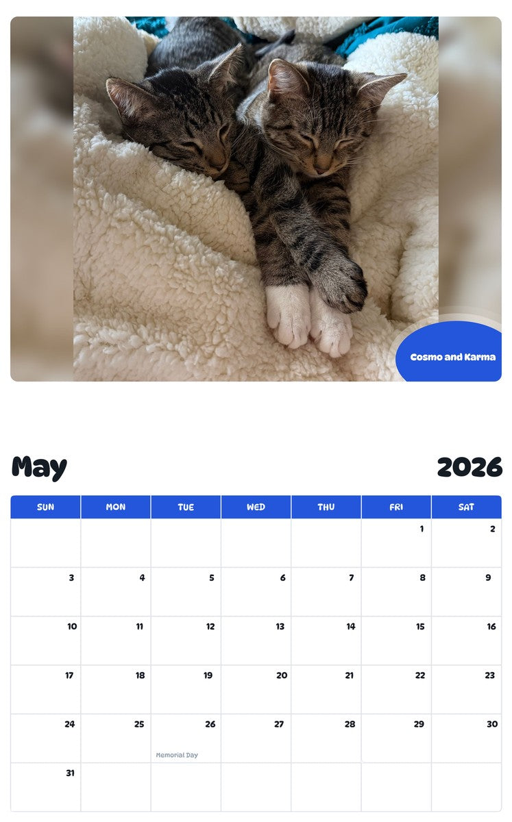 2026 - 2027 Cosmo and Karma - Pawidols Pet Calendar