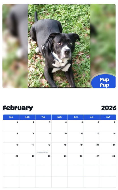 October 2025 - September 2026 Pup Pup - Pawidols Pet Calendar