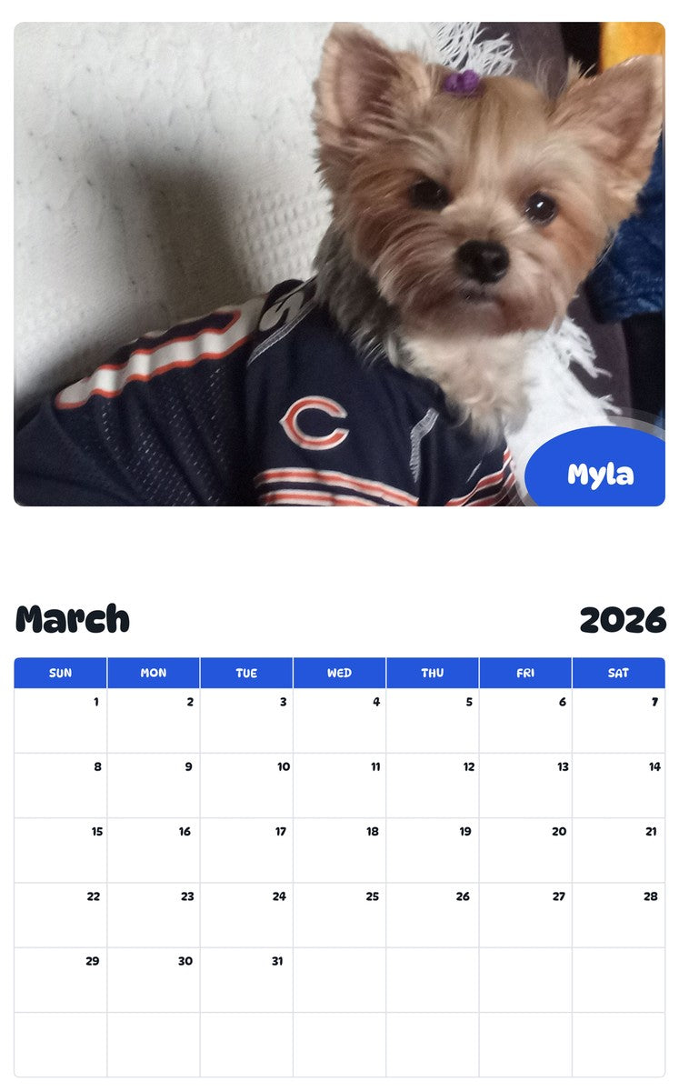 November 2025 - October 2026 Myla - Pawidols Pet Calendar