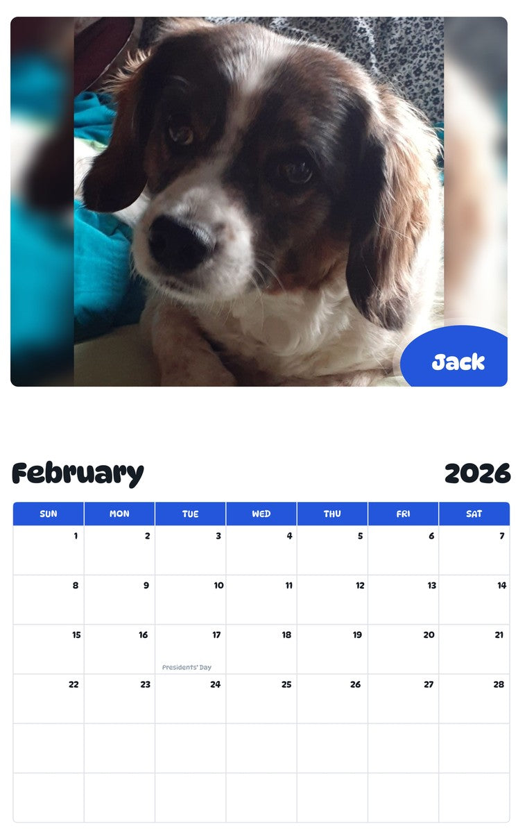 October 2025 - September 2026 Jack - Pawidols Pet Calendar