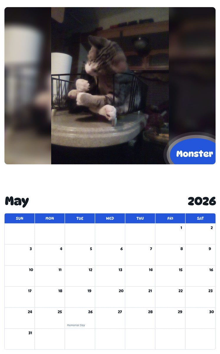 2026 - 2027 Monster - Pawidols Pet Calendar