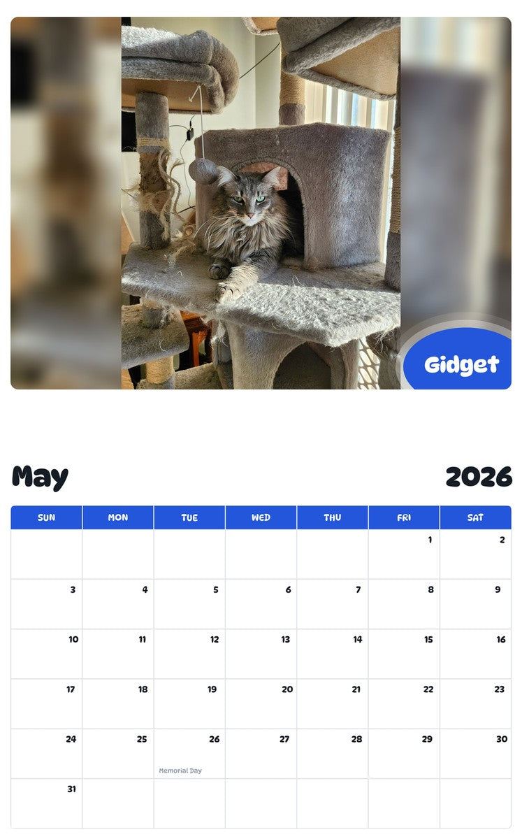 2026 - 2027 Gidget - Pawidols Pet Calendar