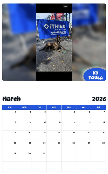 November 2025 - October 2026 K9 TOULA - Pawidols Pet Calendar