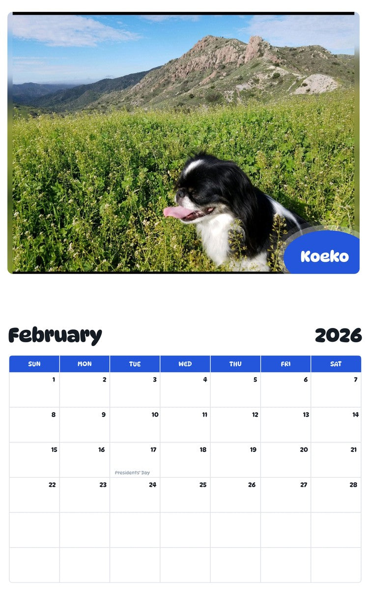 October 2025 - September 2026 Koeko - Pawidols Pet Calendar