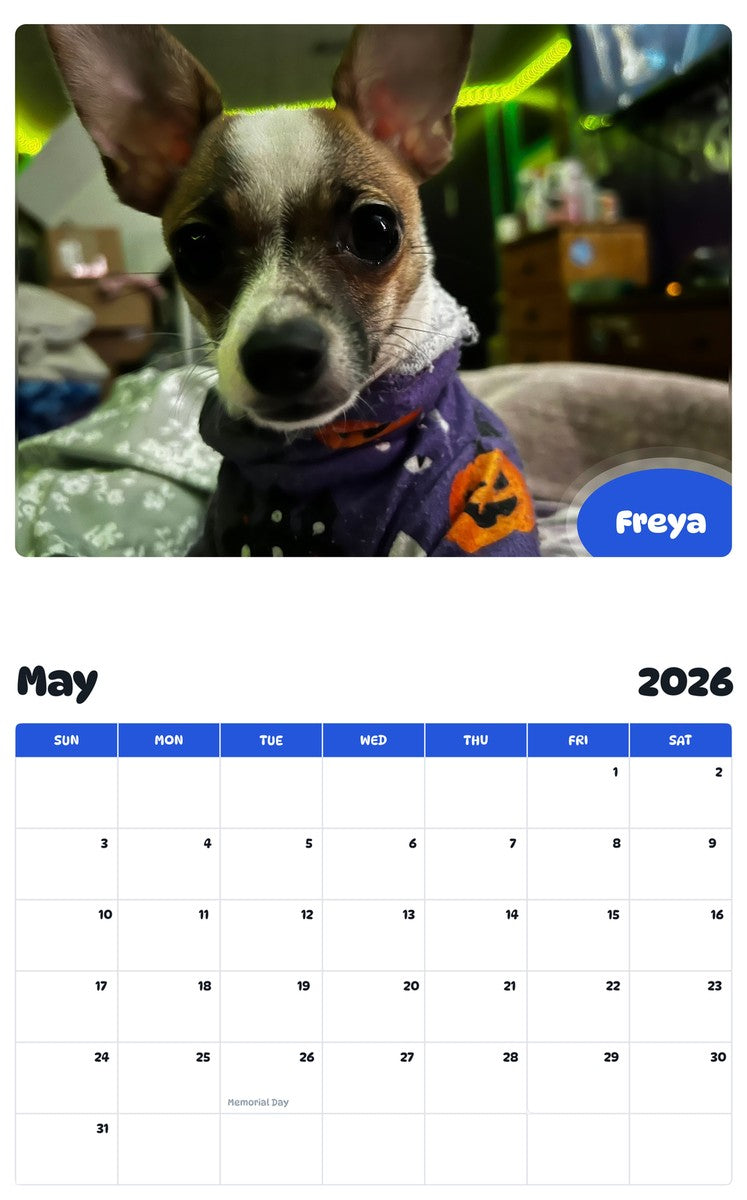 2026 - 2027 Freya - Pawidols Pet Calendar