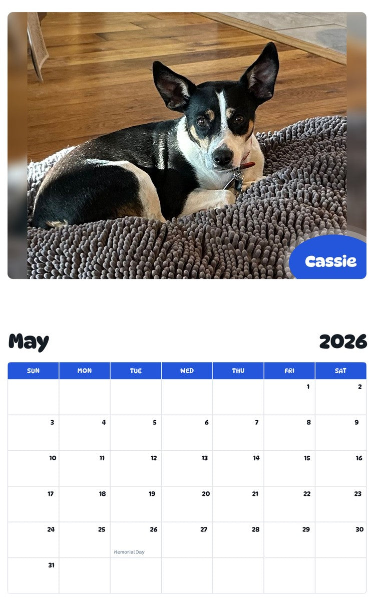 2026 - 2027 Cassie - Pawidols Pet Calendar