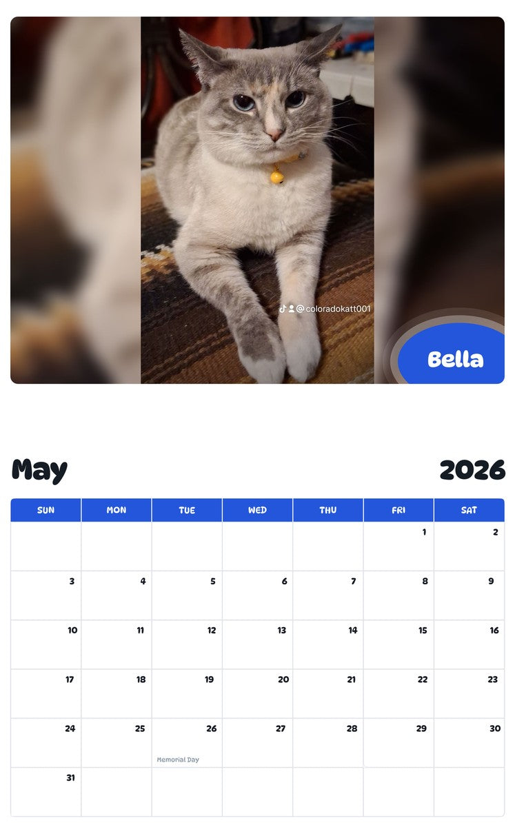 2026 - 2027 Bella - Pawidols Pet Calendar
