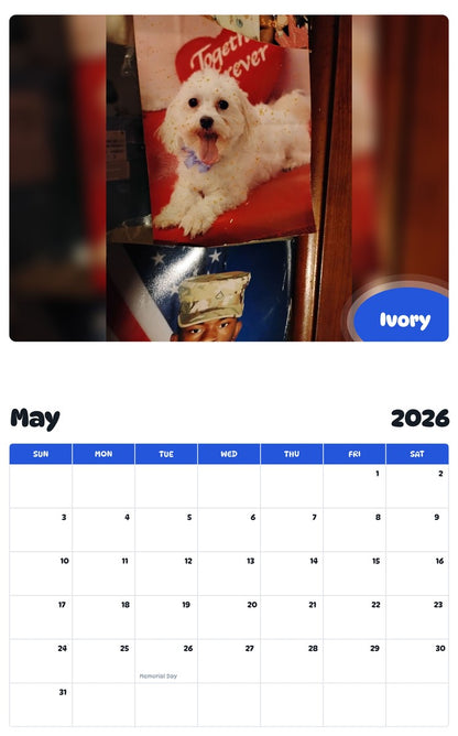2026 - 2027 Ivory - Pawidols Pet Calendar