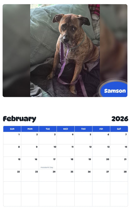 November 2025 - October 2026 Samson - Pawidols Pet Calendar