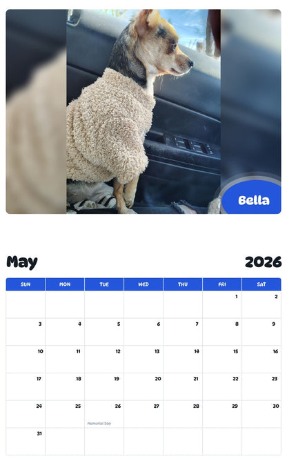 2026 - 2027 Bella - Pawidols Pet Calendar