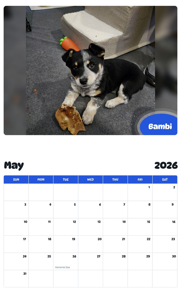 2026 - 2027 Bambi - Pawidols Pet Calendar