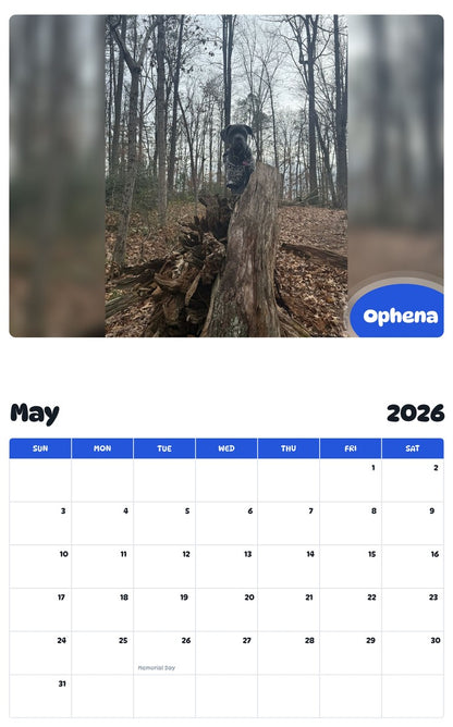 2026 - 2027 Ophena - Pawidols Pet Calendar