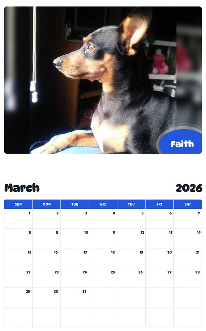 November 2025 - October 2026 Faith - Pawidols Pet Calendar