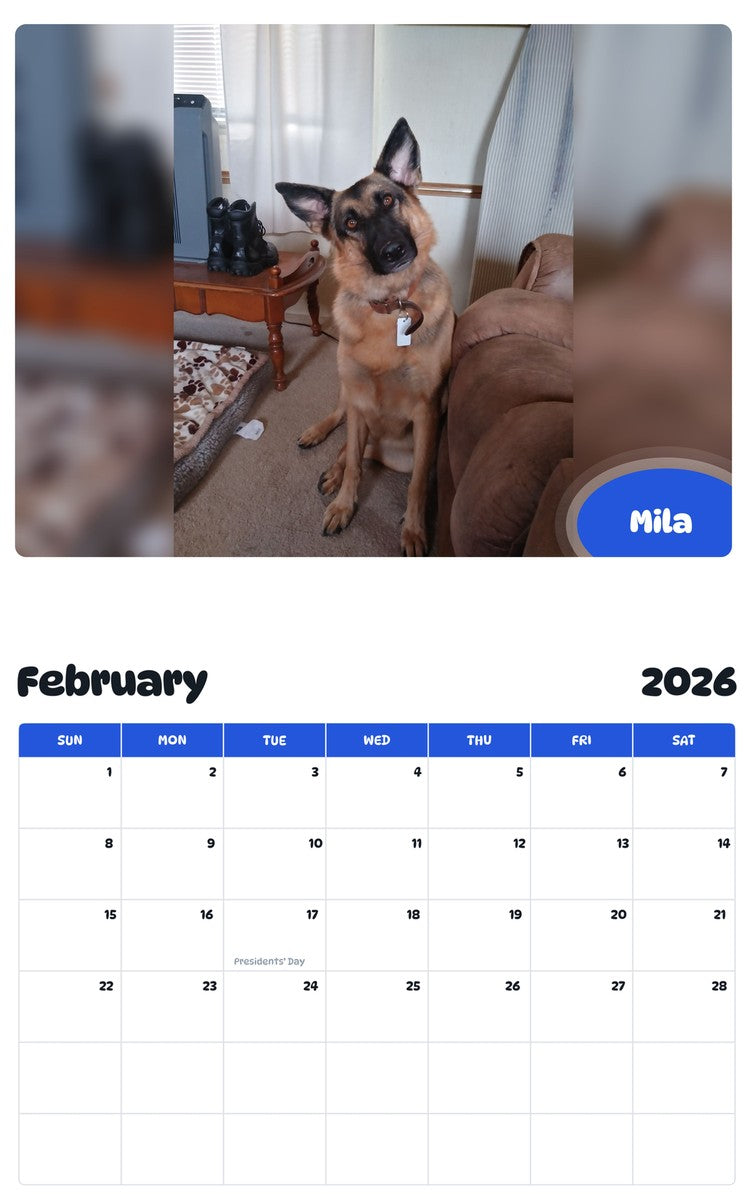 October 2025 - September 2026 Mila - Pawidols Pet Calendar