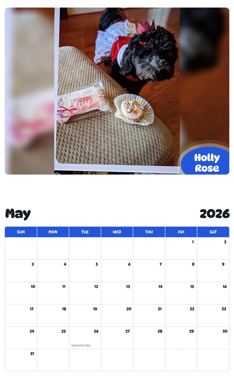 2026 - 2027 Holly Rose - Pawidols Pet Calendar