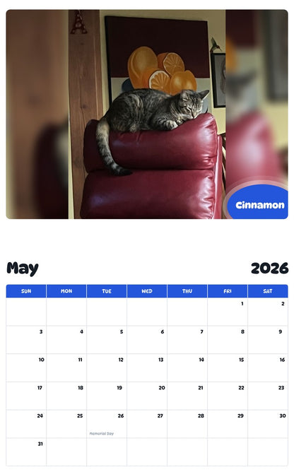 2026 - 2027 Cinnamon - Pawidols Pet Calendar