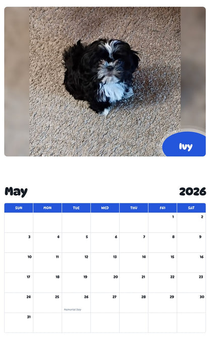 2026 - 2027 Ivy - Pawidols Pet Calendar