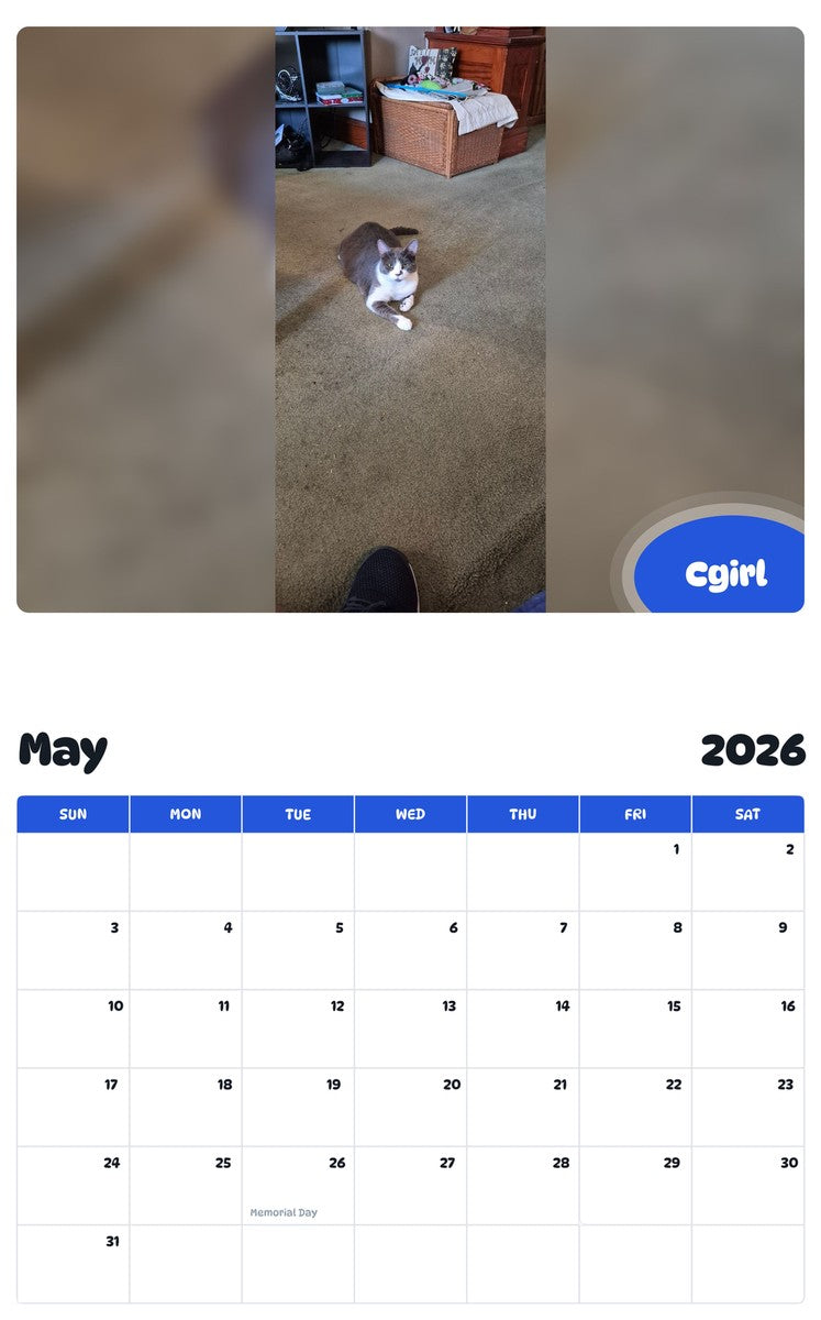 2026 - 2027 Cgirl - Pawidols Pet Calendar